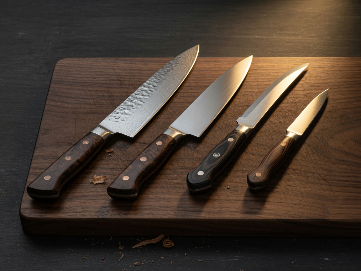 Freshly sharpened kitchen knives after knife sharpening in Greenville, NC